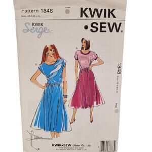 Vintage Pull Over Dress KWIK SEW Sewing Pattern 1848 UNCUT Size XS-XL Kwik Serge
